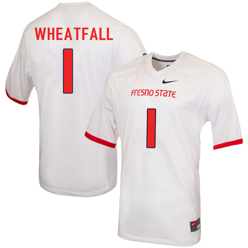 Men #1 Keric Wheatfall Fresno State Bulldogs College Football Jerseys Sale-White - Click Image to Close